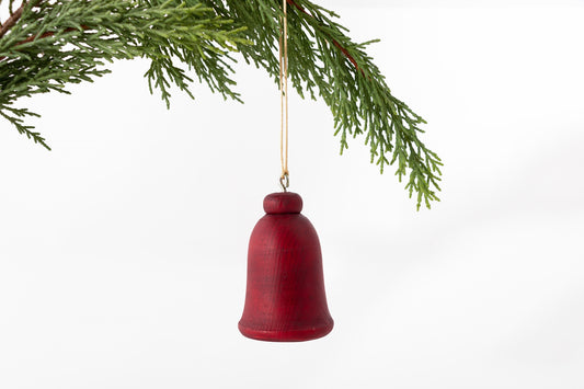 Red Wood Bell Christmas Ornament, Model 2