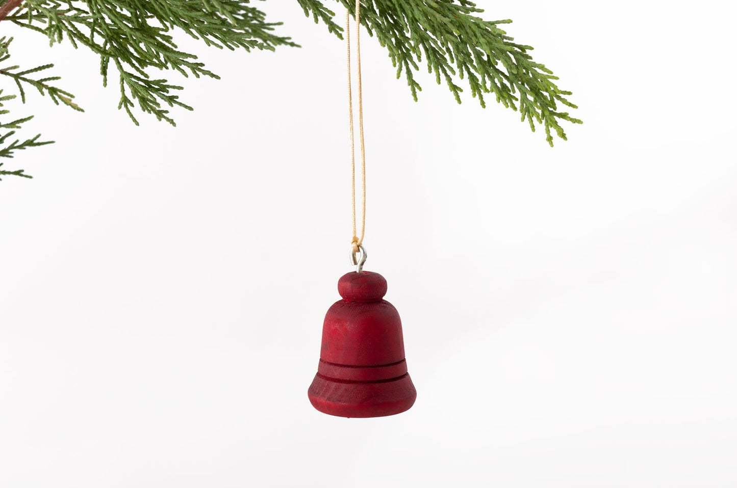 Red Wood Bell Christmas Ornament