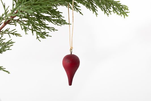 Red Wood Teardrop Christmas Ornament