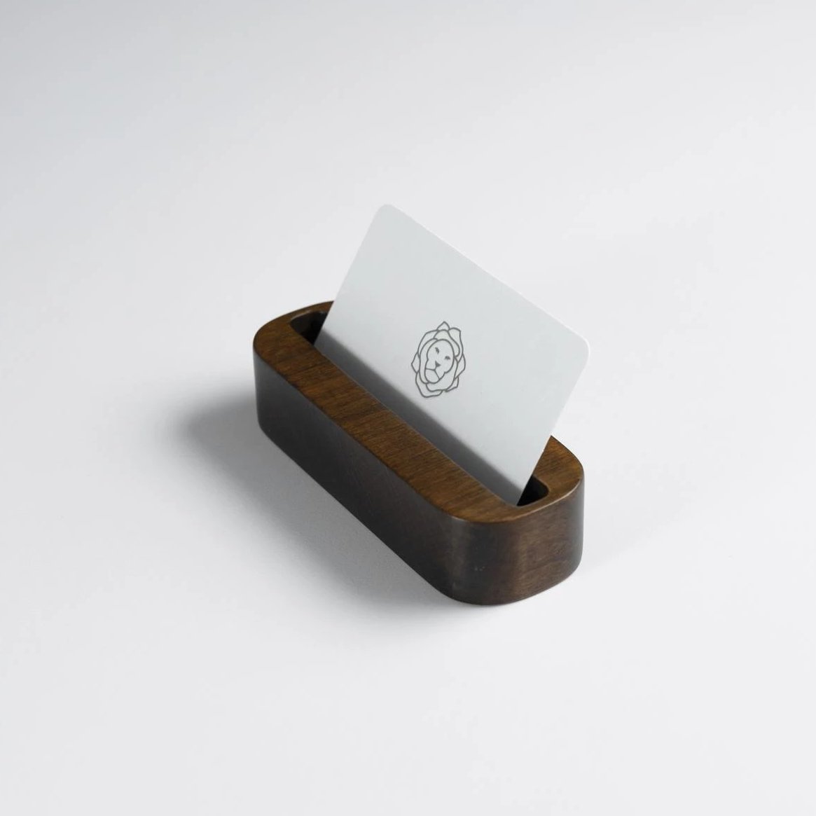 Walnut Stained Beechwood Business Card Holder