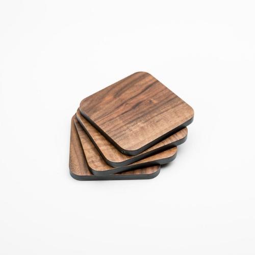 Walnut and Black Wood Coaster with Cork Rubber Bottom